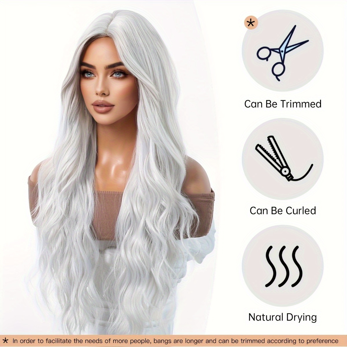 Hair Care Naturally - Kunstfaser-Perücke der Marke Anxin: Silberweiße natürliche