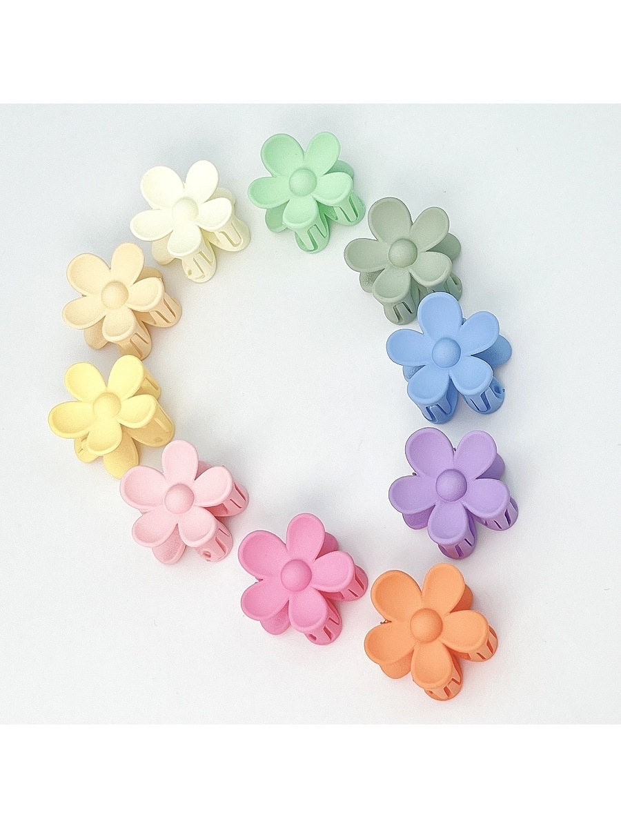 Hair Care Gift Set - 10 Stück/Set Mehrfarbige Matte Kunststoff-Blumenclips für
